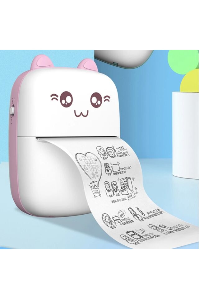 Mini Fotoğraf Resim Yazıcı Kablosuz Etiket Yazıcı Baskı Makinesi Uyumlu Termal Printer