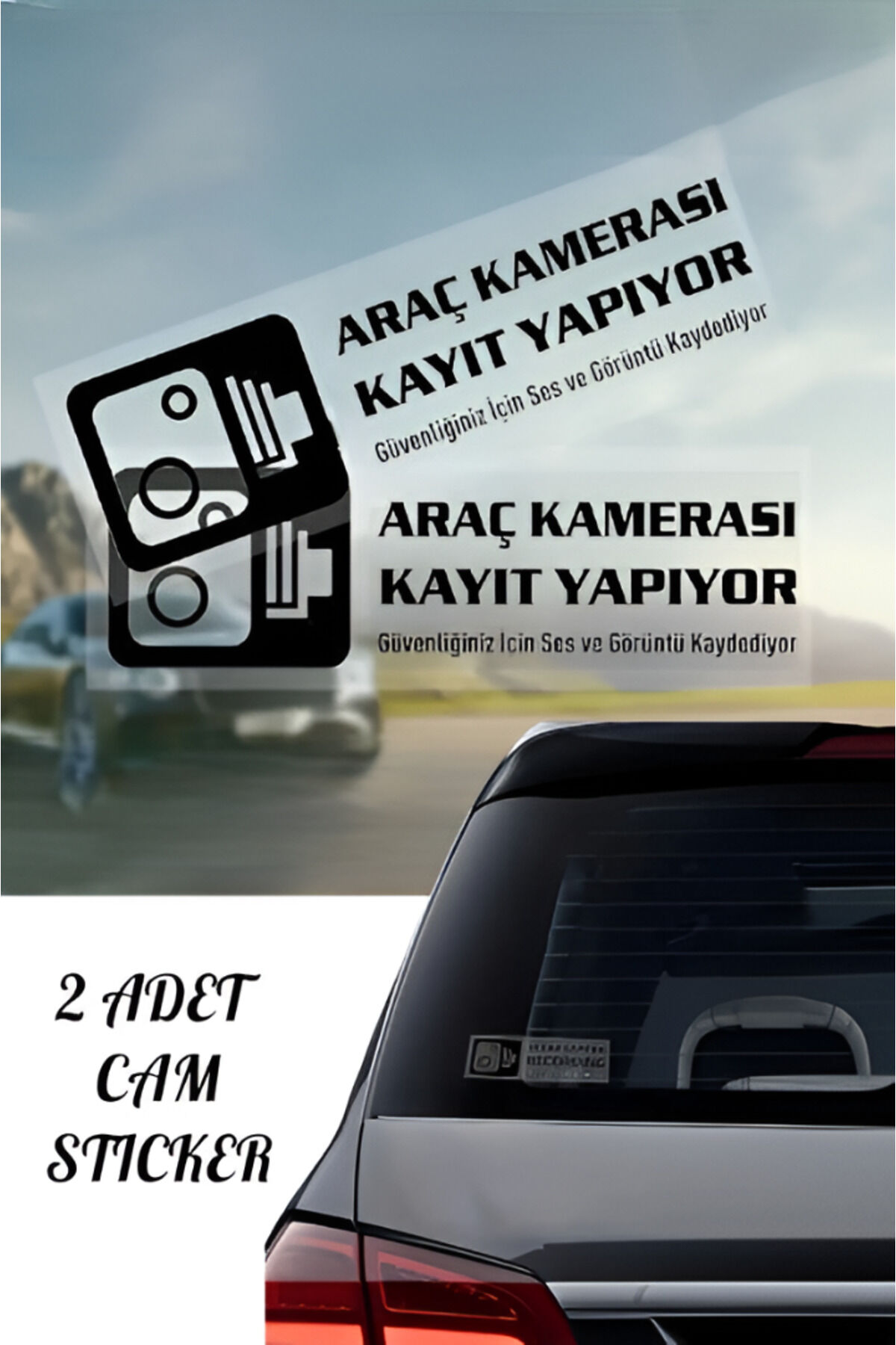 Araç İçi Kamera Kayıt Uyarı Etiketi Şeffaf Cam Sticker