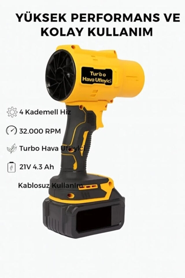 Ahv-18 Turbo Çift Bataryalı Hava Üfleyici | 4 Kademe Hız | 21v 431w Kablosuz Blower | 32.000 Rpm