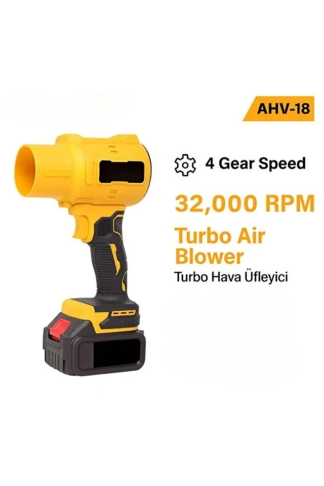 Ahv-18 Turbo Çift Bataryalı Hava Üfleyici | 4 Kademe Hız | 21v 431w Kablosuz Blower | 32.000 Rpm