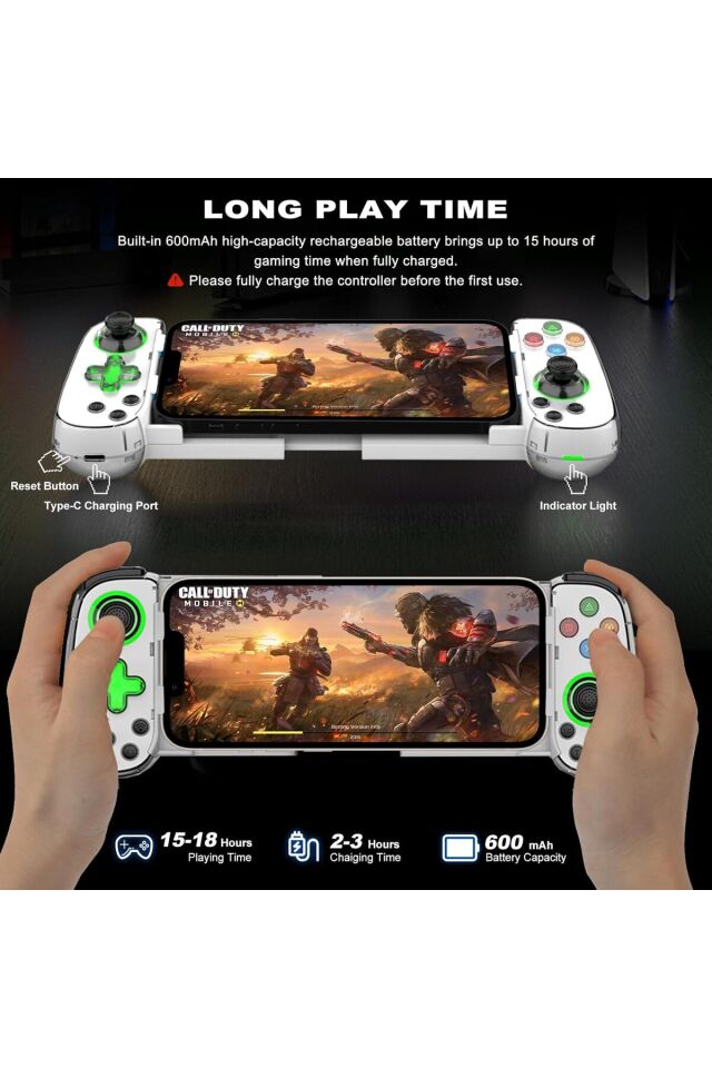 D7 Teleskopik RGB Cep Telefonu Gamepad Bluetooth Uyumlu 5.0 Android Ios Ps4 Için Kablosuz Konsol