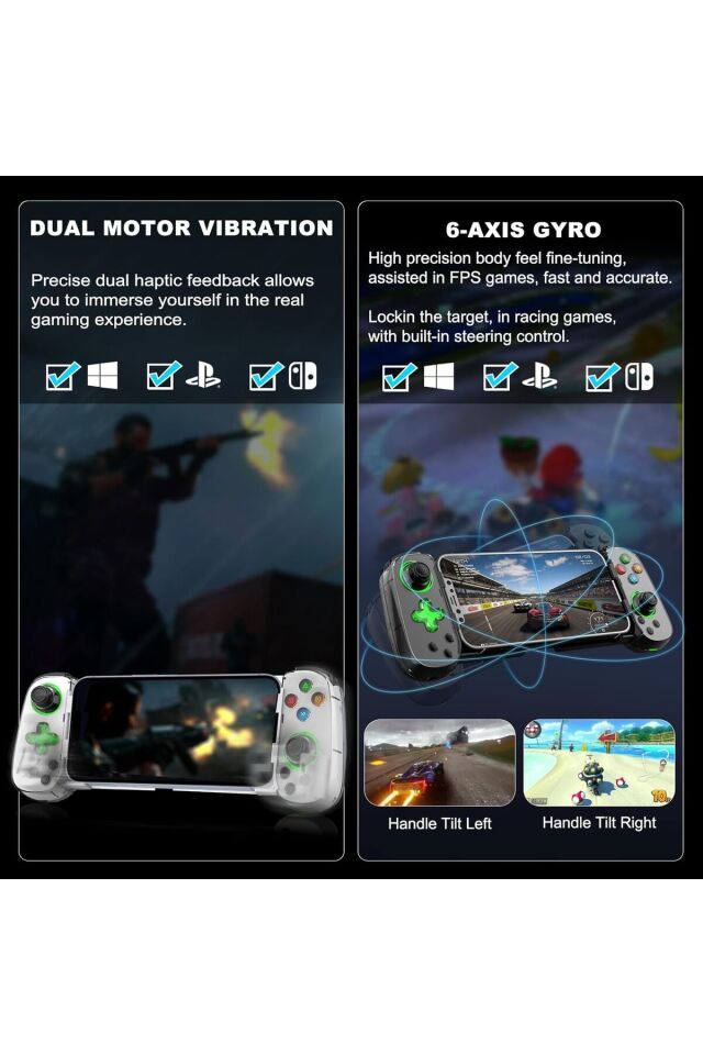 D7 Teleskopik RGB Cep Telefonu Gamepad Bluetooth Uyumlu 5.0 Android Ios Ps4 Için Kablosuz Konsol