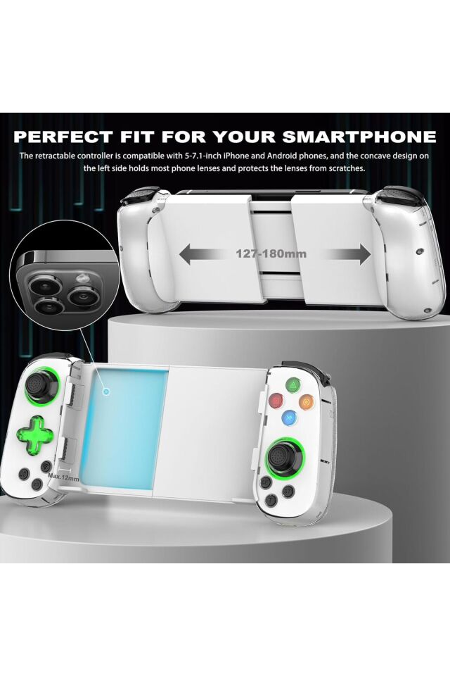 D7 Teleskopik RGB Cep Telefonu Gamepad Bluetooth Uyumlu 5.0 Android Ios Ps4 Için Kablosuz Konsol