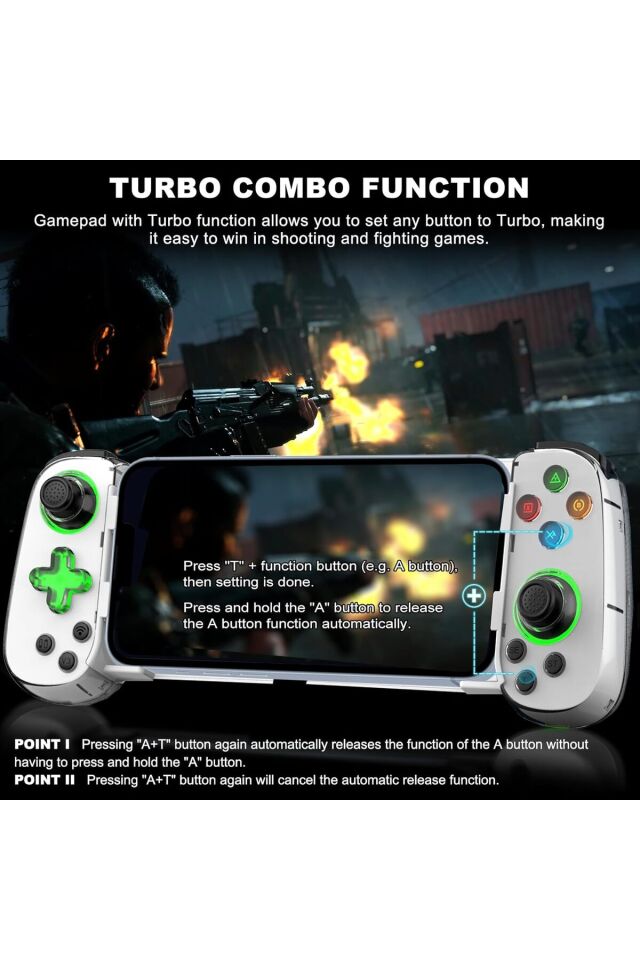 D7 Teleskopik RGB Cep Telefonu Gamepad Bluetooth Uyumlu 5.0 Android Ios Ps4 Için Kablosuz Konsol
