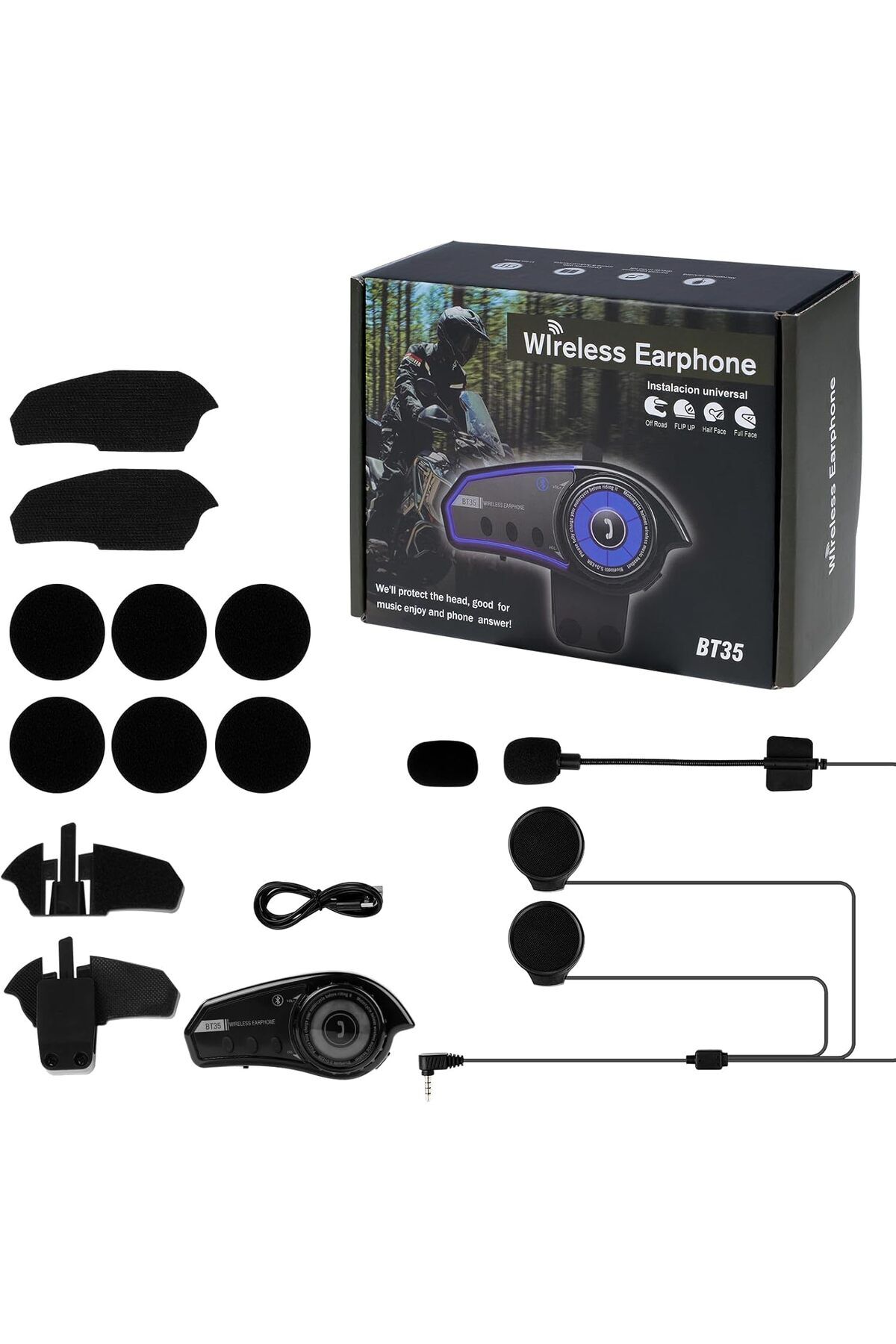 BT35 Rgb Renkli Işıklı ve Yüksek Sesli Bluetooth Kask Intercom motosiklet Interkom Kulaklık