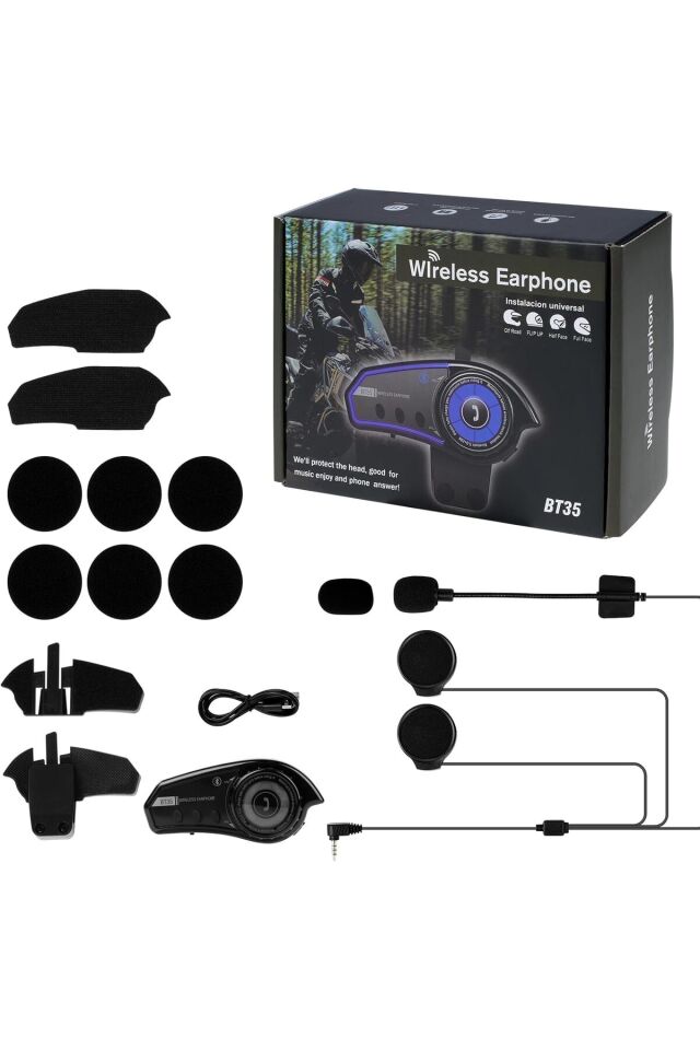 BT35 Rgb Renkli Işıklı ve Yüksek Sesli Bluetooth Kask Intercom motosiklet Interkom Kulaklık