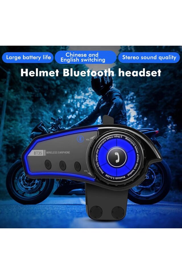 BT35 Rgb Renkli Işıklı ve Yüksek Sesli Bluetooth Kask Intercom motosiklet Interkom Kulaklık