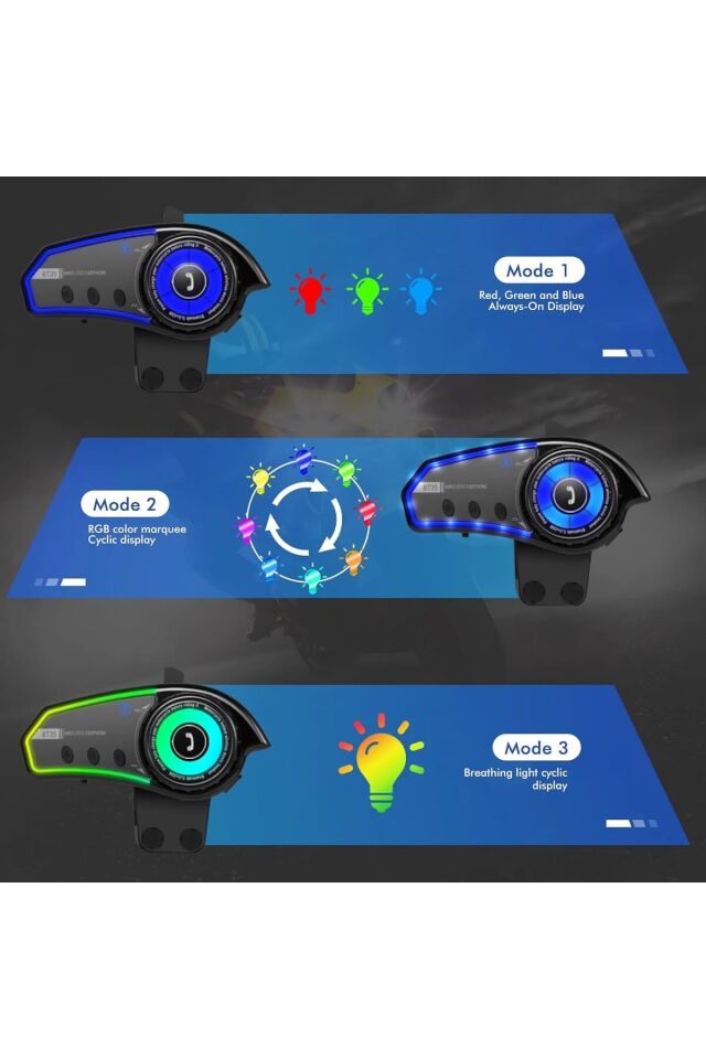 BT35 Rgb Renkli Işıklı ve Yüksek Sesli Bluetooth Kask Intercom motosiklet Interkom Kulaklık