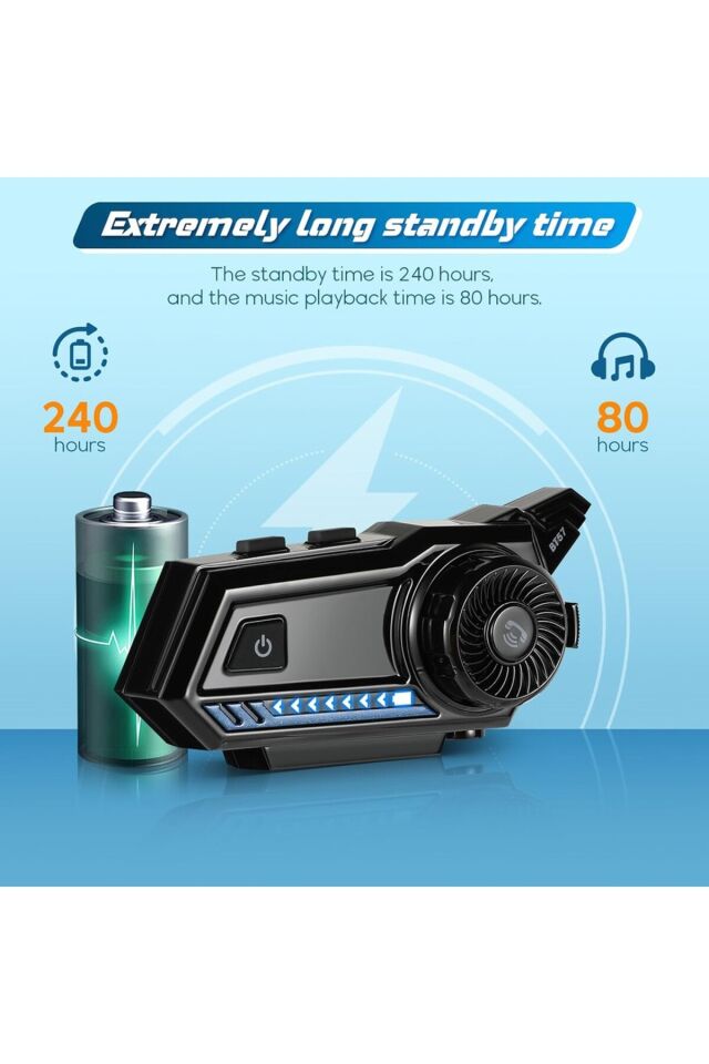 Motosiklet Kask Bluetooth Kulaklık Interkom Su Geçirmez Flaş Led Işıklı Intercom Kablosuz Kulaklık