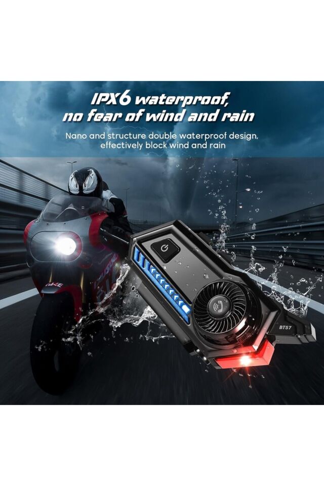 Motosiklet Kask Bluetooth Kulaklık Interkom Su Geçirmez Flaş Led Işıklı Intercom Kablosuz Kulaklık