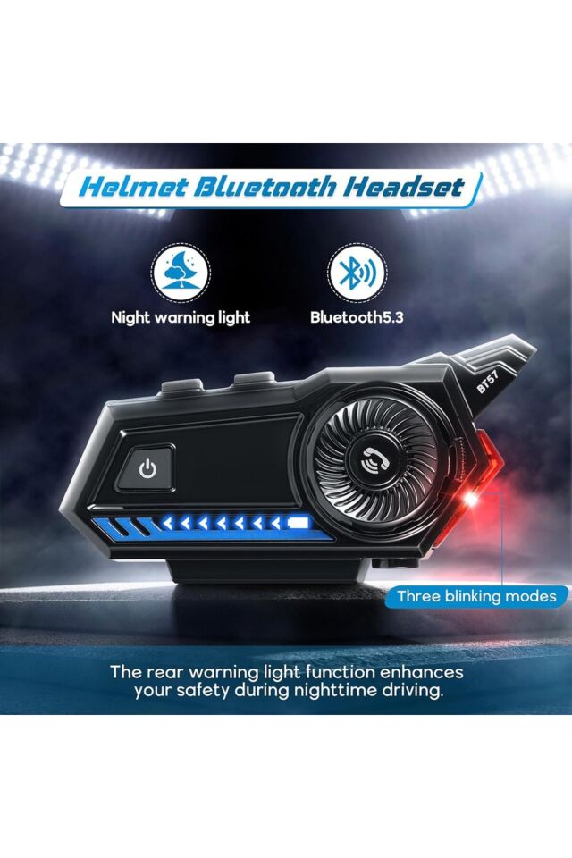 Motosiklet Kask Bluetooth Kulaklık Interkom Su Geçirmez Flaş Led Işıklı Intercom Kablosuz Kulaklık