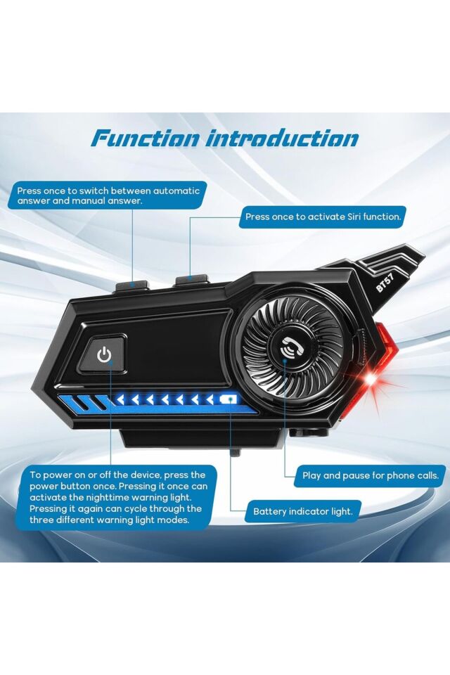 Motosiklet Kask Bluetooth Kulaklık Interkom Su Geçirmez Flaş Led Işıklı Intercom Kablosuz Kulaklık