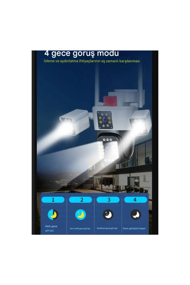 360 Derece 10X Zoom 3 Ekranlı Hd Gece Görüş Kamerası Dış Mekan ve Iç Mekan Koruma Yüksek Çözünürlük