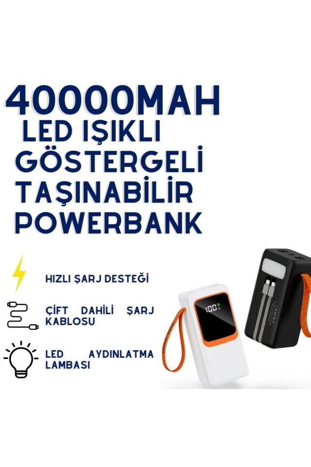 40000Mah Led Işıklı Göstergeli Taşınabilir Powerbank