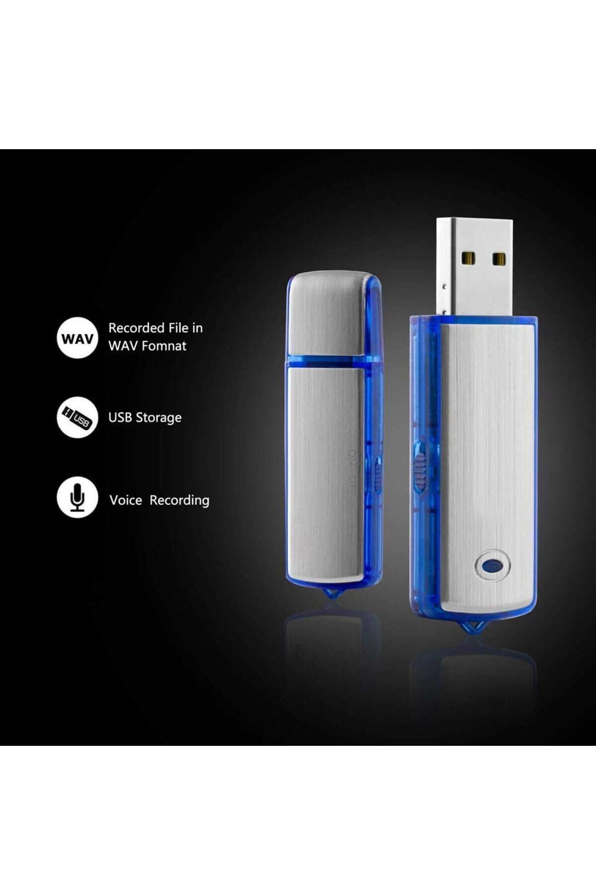 Flash Bellek Görünümlü Mini Ses Kayıt Cihazı Sese Duyarlı 32Gb harici Kayıt