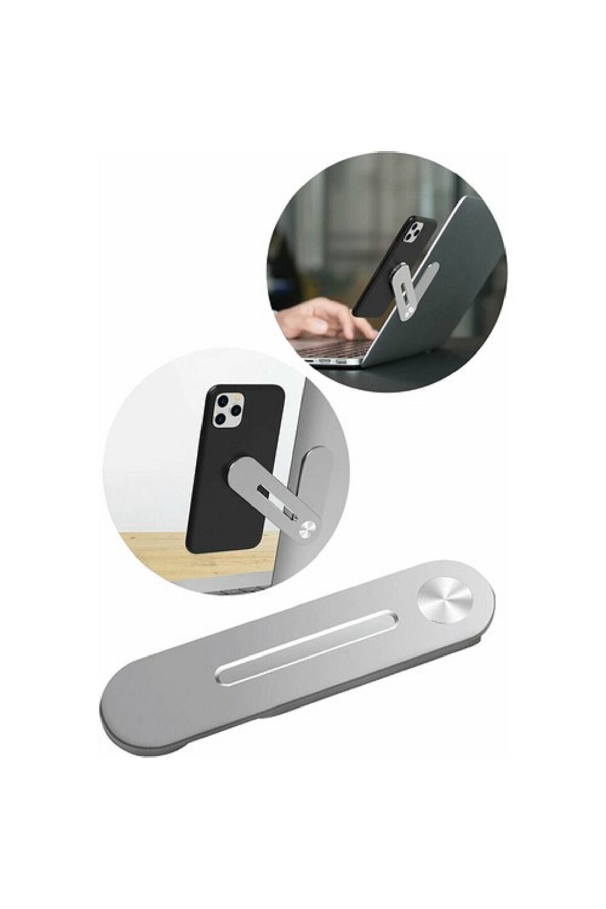 Metal Ayarlı Laptop Ve Monitör Yanı Manyetik Telefon Tutucu Stand