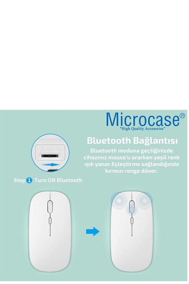 1600 Dpı Şarj Edilebilir 2.4 Ghz Çift Modlu Bluetooth Kablosuz Mouse