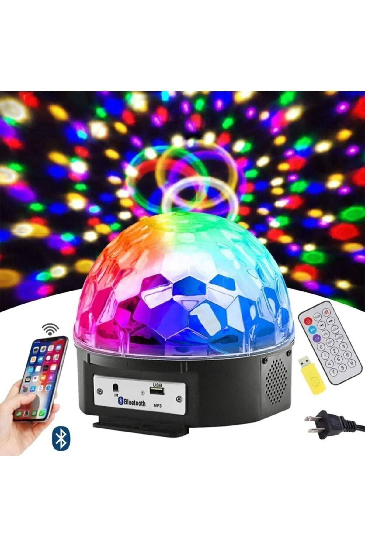 Led Magıc Cristal Sihirli Küre Bluetooth'lu Kumandalı Usb Girişli Parti Ve Disko Topu