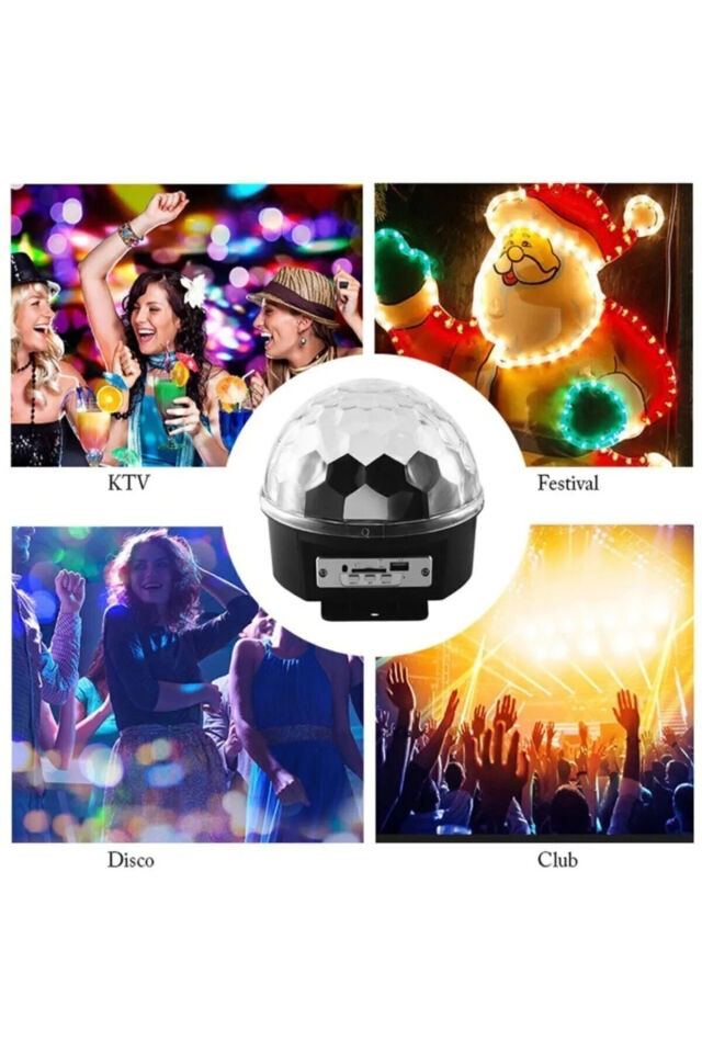 Led Magıc Cristal Sihirli Küre Bluetooth'lu Kumandalı Usb Girişli Parti Ve Disko Topu