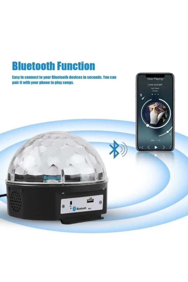 Led Magıc Cristal Sihirli Küre Bluetooth'lu Kumandalı Usb Girişli Parti Ve Disko Topu