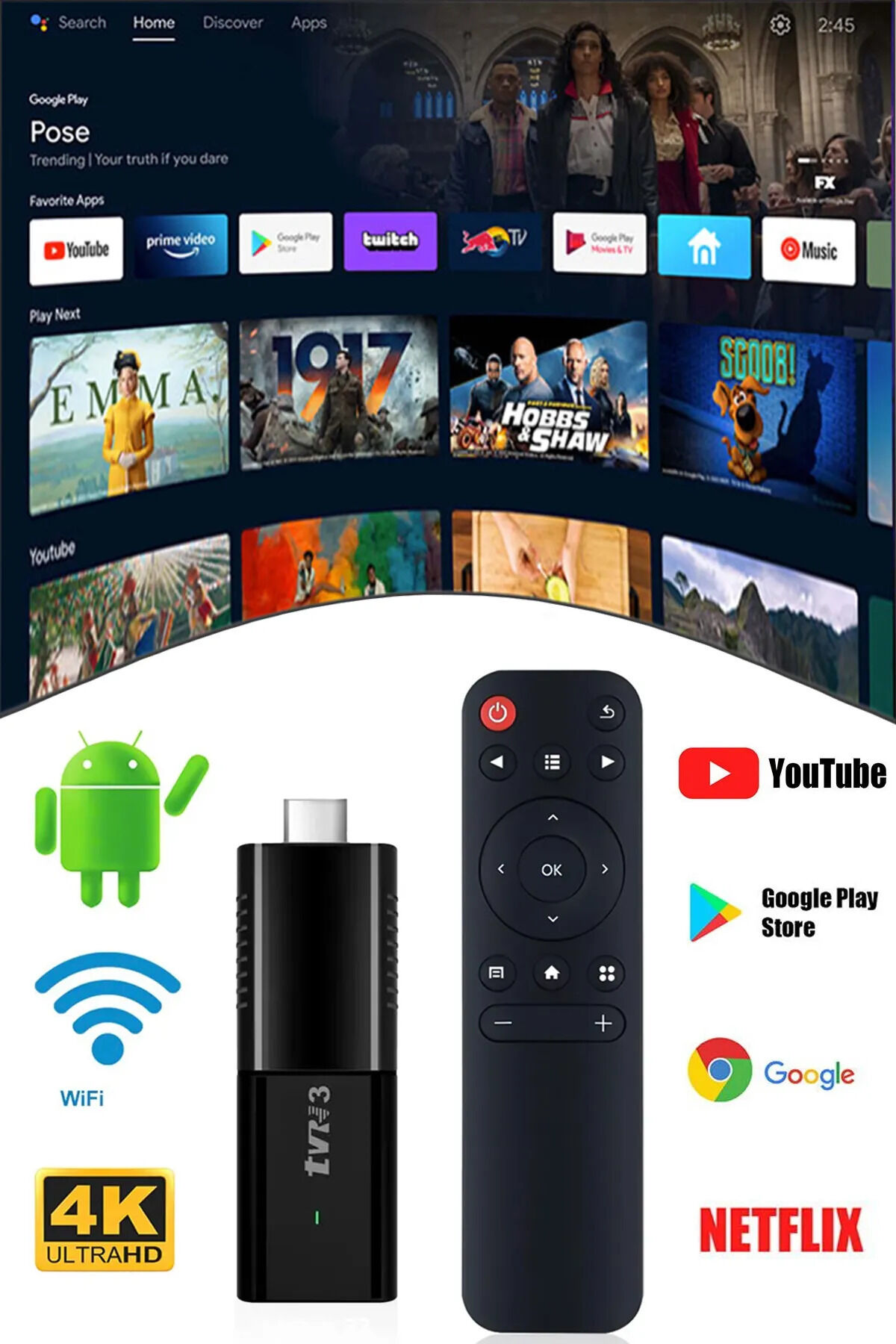 Ultra Hd Android Tv Box 4k Android Tv Tv Box Tv Stick Medya Oynatıcı Smart Tv Wifi
