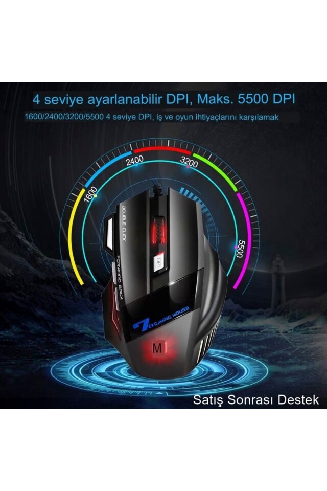 X7 Mouse Space Warships X3 Pubg Gaming Oyuncu Rgb Işıklı Mouse Kablolu Dpı Ayarlı