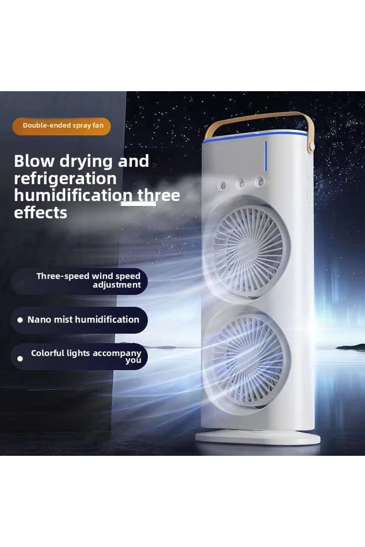 Yeni 3 delik çift kafa sprey dönebilir Fan nemlendirme soğutma USB Powered Mini masaüstü HAVA SOĞUTUCU