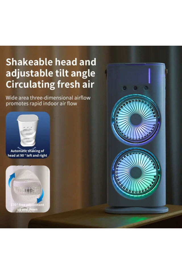 Yeni 3 delik çift kafa sprey dönebilir Fan nemlendirme soğutma USB Powered Mini masaüstü HAVA SOĞUTUCU