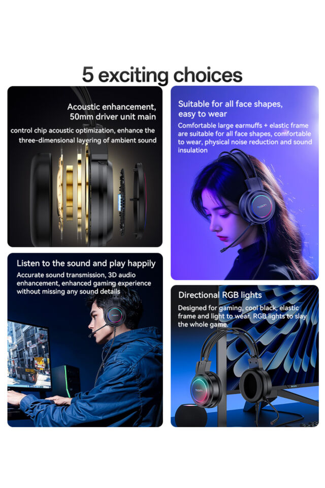 Alquist Rgb Gaming Oyuncu Mikrofonlu Kulaklık 3,5mm 3D Stereo