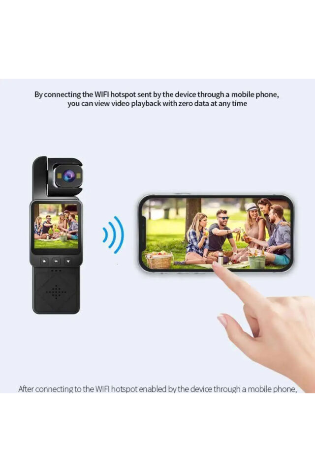 Mini WIFI IP65 Su Geçirmez Spor Kameraları - 1,54'' 1080p HD Bisiklet Vlog Video Kaydedici Göğüs Montajı