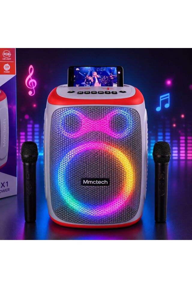 Party 300 Rgb Işıklı 2 Mikrofonlu 80w Ipx5 Suya Dayanıklı Süper Bass Bluetooth Hoparlör