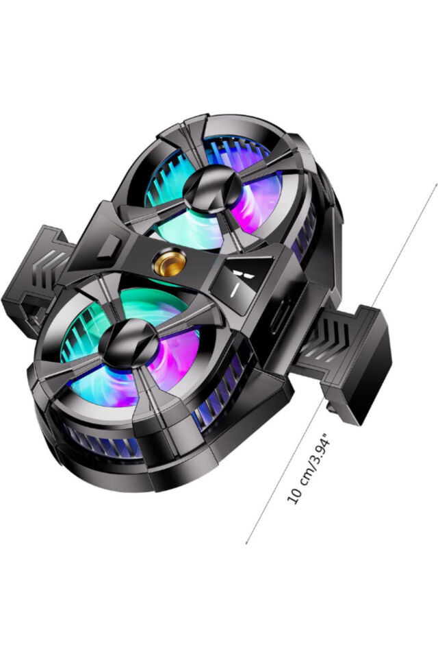 Telefon Soğutucu Fan Çift Pervaneli 3 kademeli RGB Göstergeli Bütün Telefon Modelleri İle Uyumlu