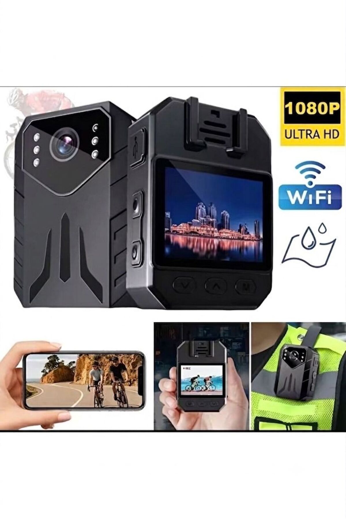 Yaka Kamerası Full 4K Wifi Body Kamera Su Geçirmez Aksiyon Kamera HDMI ve LCD Ekran Özellikleri