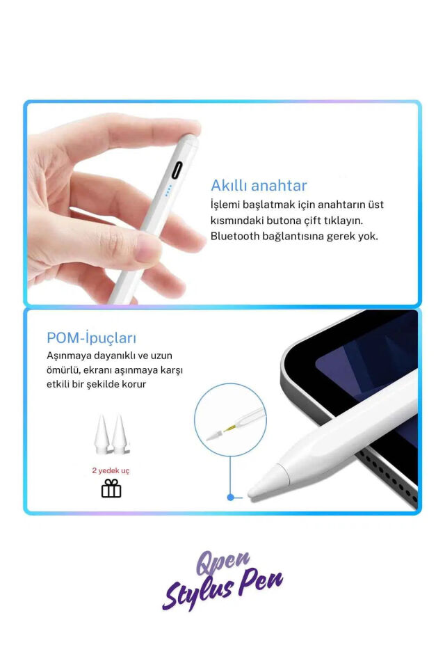 Apple Pencil 2. Nesil Uyumlu Kapasitif Stylus Kalem, Aktif Versiyon Iphone, Ipad Dokunmatik avuç içi algılama Kalem