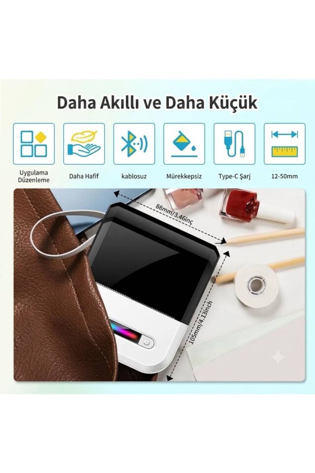 Taşınabilir Mini Etiket Yazıcısı, Mürekkepsiz Termal Etiket Makinesi, Küçük İşletme, Ofis, Ev, Giyim, Mutfak