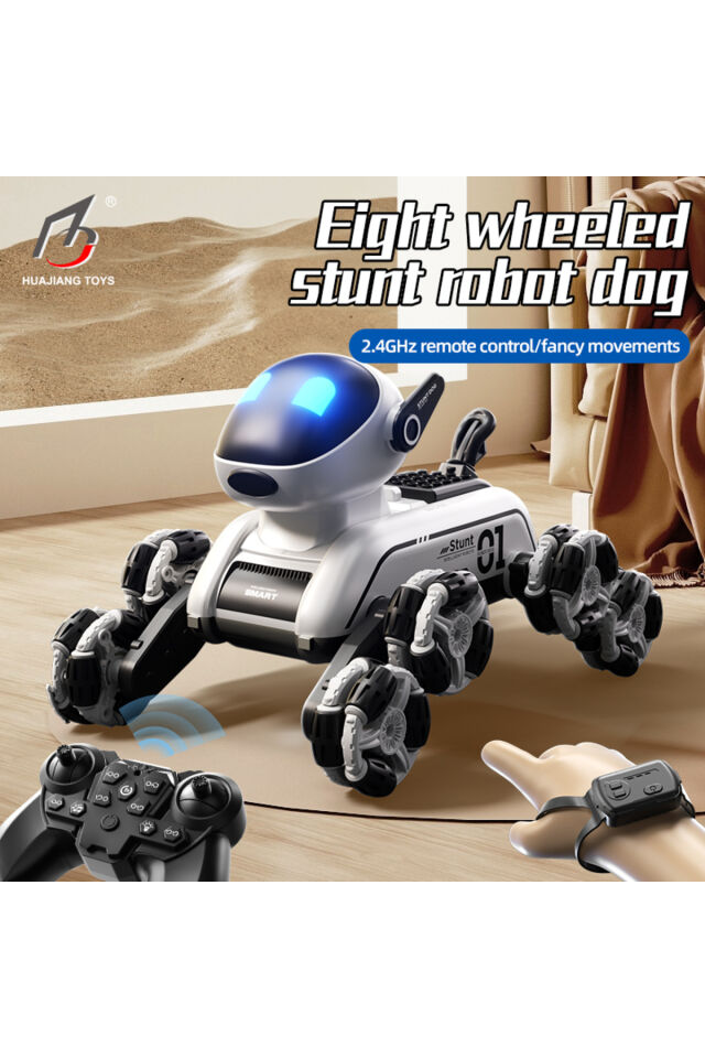 2026 Yeni İnteraktif Uzaktan Kumandalı ve Hareket Kontrollü Akrobasi Robot Köpek, Çocuklar için Müzikli ve Işıklı 2.4G