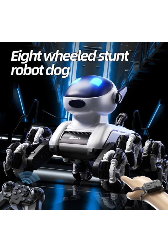 2026 Yeni İnteraktif Uzaktan Kumandalı ve Hareket Kontrollü Akrobasi Robot Köpek, Çocuklar için Müzikli ve Işıklı 2.4G