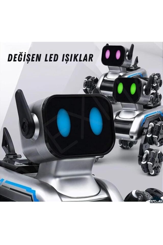 Oyuncak Robot Bilekten Kontrol 8 Teker Buharlı Şarjlı Köpek Robot Araba Müzikli ve Led Işık Kumandalı Robot