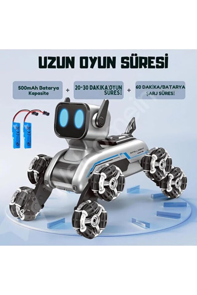 Oyuncak Robot Bilekten Kontrol 8 Teker Buharlı Şarjlı Köpek Robot Araba Müzikli ve Led Işık Kumandalı Robot