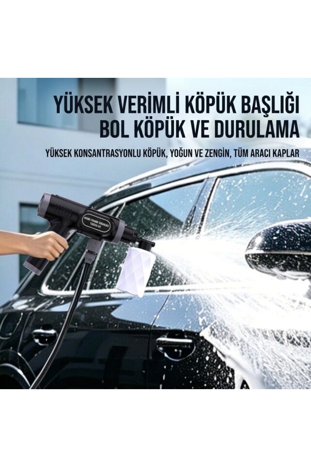 Şarjlı Yüksek Basınçlı Yıkama Tabancası Akülü Oto Araba Bahçe Temizleme Su Tabancası