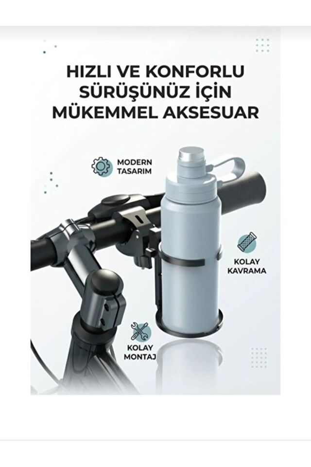 Ayarlanabilir Gidon Bağlantılı İçecek Tutucu 360 Derece Dönebilen Katlanabilir Motosiklet Bisiklet Termos Bardak Matara