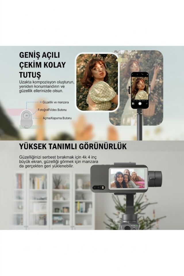 A2 Pro Manyetik Selfie Ekranı - MagSafe Uyumlu 4.02 inç Vlog Monitörü ve Bluetooth Uzaktan Kumandalı