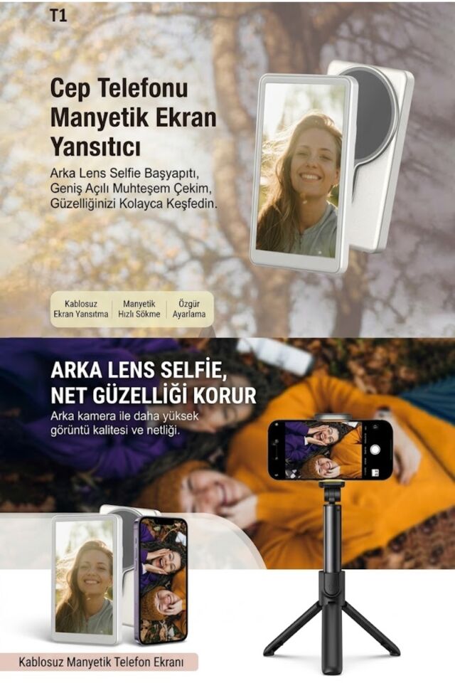 A2 Pro Manyetik Selfie Ekranı - MagSafe Uyumlu 4.02 inç Vlog Monitörü ve Bluetooth Uzaktan Kumandalı