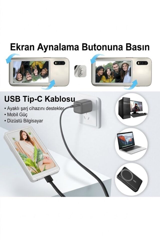 A2 Pro Manyetik Selfie Ekranı - MagSafe Uyumlu 4.02 inç Vlog Monitörü ve Bluetooth Uzaktan Kumandalı