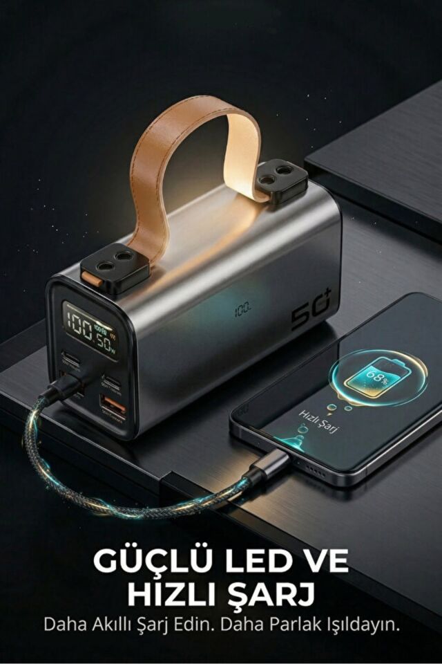 50.000mAh Powerbank PD100W Hızlı Şarj El Fenerli