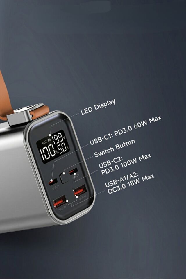 50.000mAh Powerbank PD100W Hızlı Şarj El Fenerli
