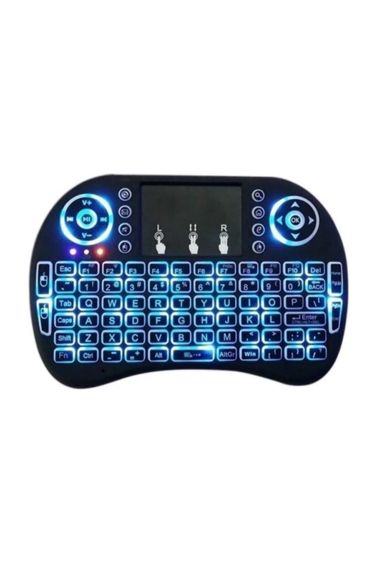 Işıklı Kablosuz Mini Klavye Tv Televizyon Ps3 Dokunmatik Mouse pilli ürün