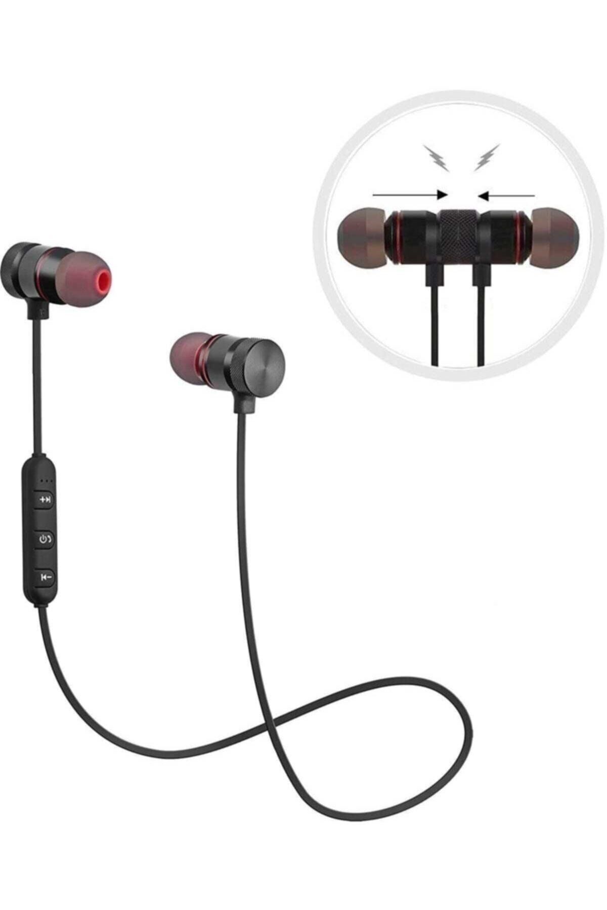 Mıknatıslı Bluetooth Kulaklık 4.1 Sport Model Wireless Kablosuz (siyah)