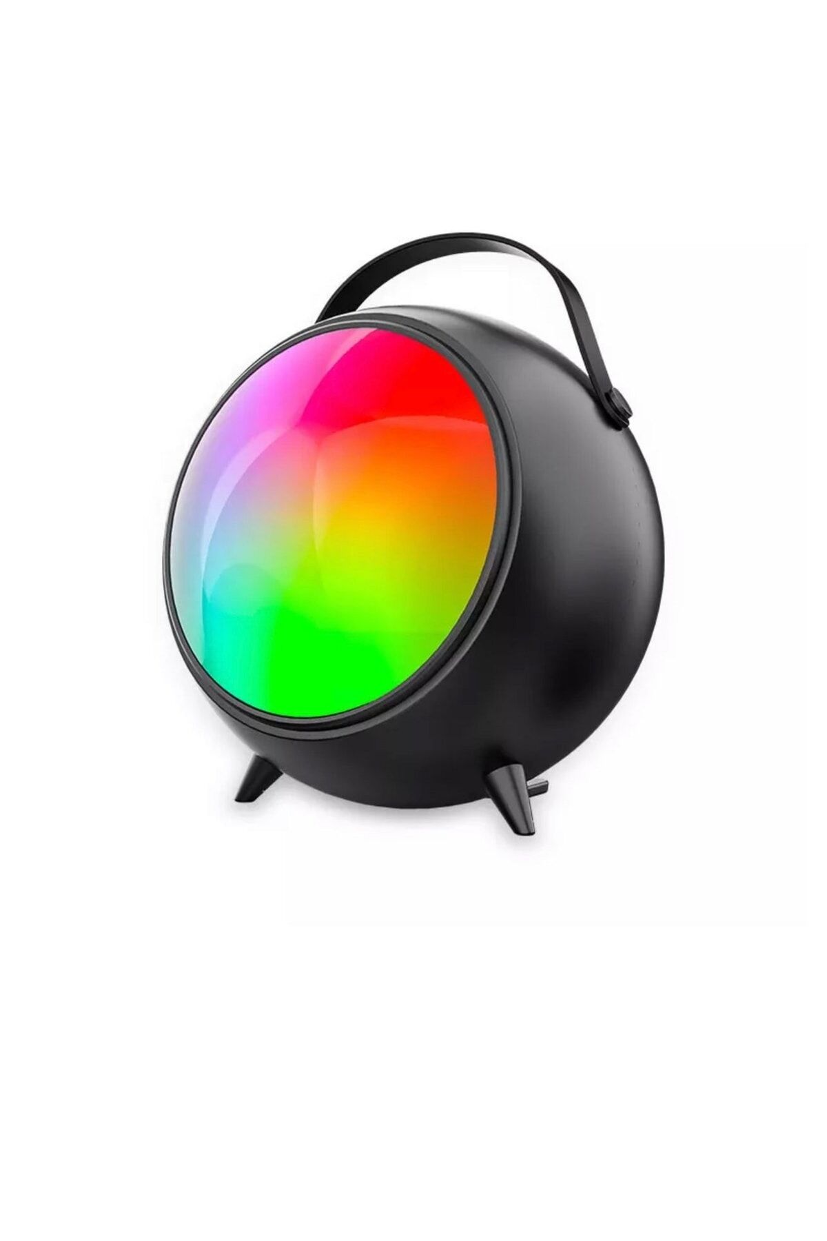 Taşınabilir 4 Inç Yuvarlak Rgb Led Renkli Işıklı Kablosuz Süper Bas Fm Rodyolu Bluetooth Hoparlör