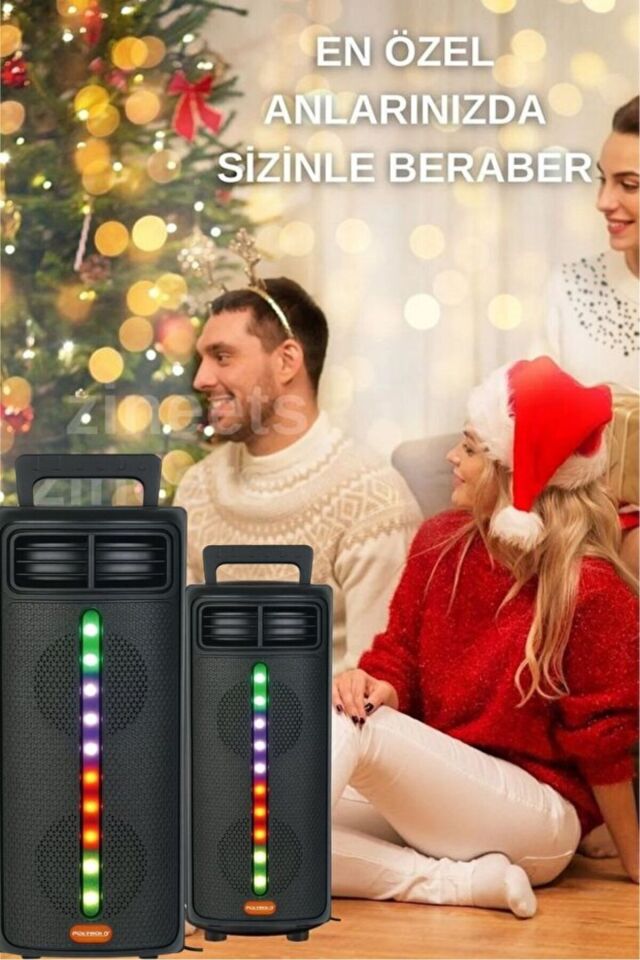 Kule Tipi Bluetooth Parti Hoparlörü Işıklı Çift Hoparlör 39cm Rgb